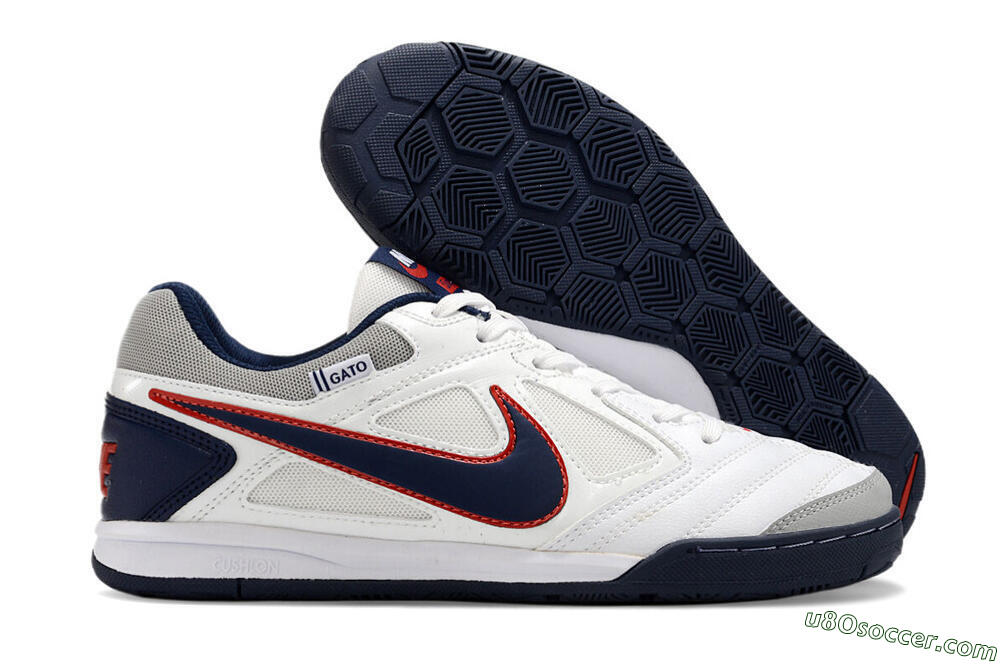 Supre x Nike SB Gato IC Indoor & Futsal Soccer Shoes - White/Black/Red/Blue 1