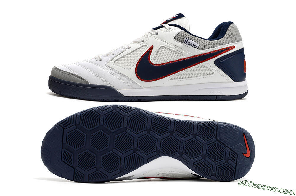 Supre x Nike SB Gato IC Indoor & Futsal Soccer Shoes - White/Black/Red/Blue 0