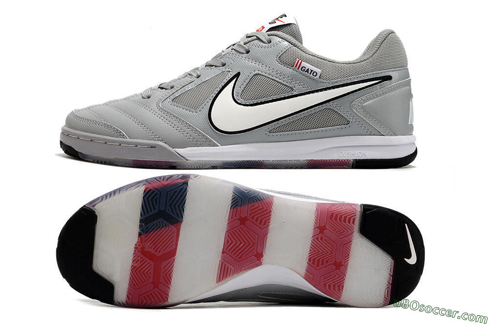 Supre x Nike SB Gato IC Indoor & Futsal Soccer Shoes - Grey/White/Red/Black 0