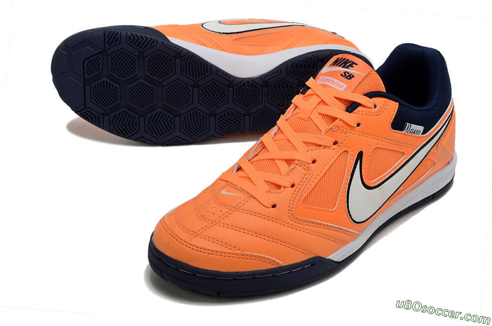 Supre x Nike SB Gato IC Indoor & Futsal Soccer Shoes - Orange/White/Blue 3