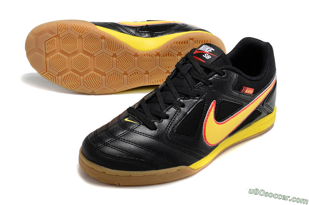 Supre x Nike SB Gato IC Indoor & Futsal Soccer Shoes - Black/Yellow/Red 3