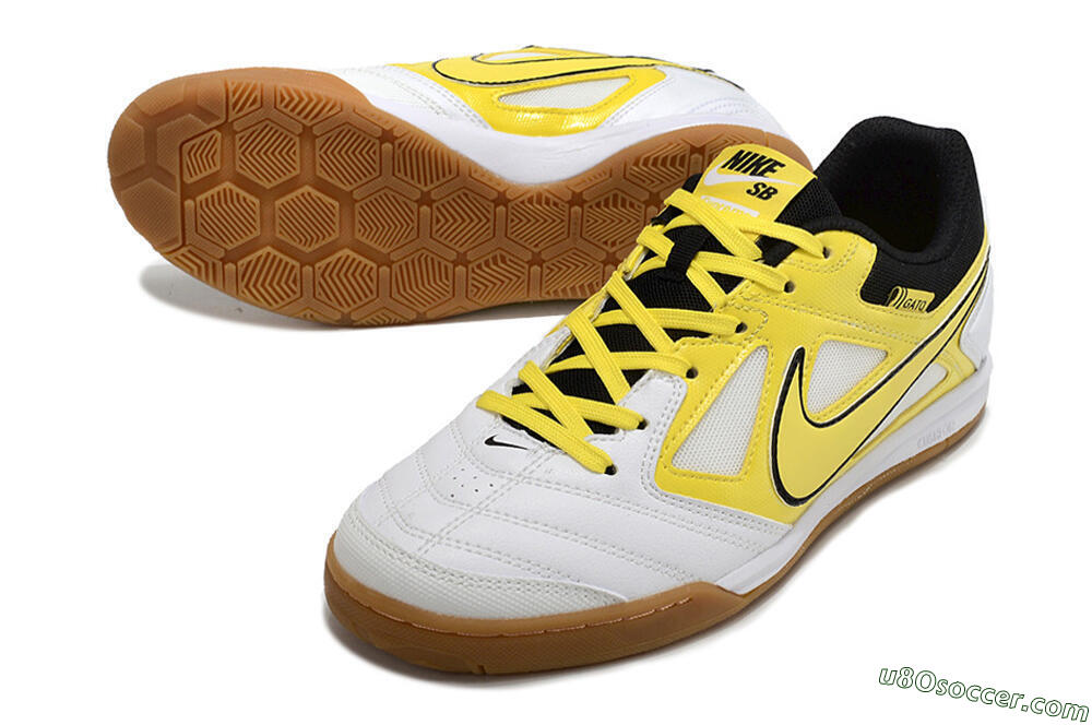 Supre x Nike SB Gato IC Indoor & Futsal Soccer Shoes - White/Yellow/Black 3