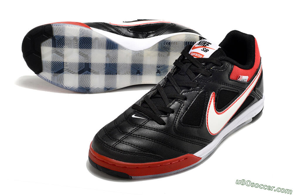Supre x Nike SB Gato IC Indoor & Futsal Soccer Shoes - Black/White/Red 3