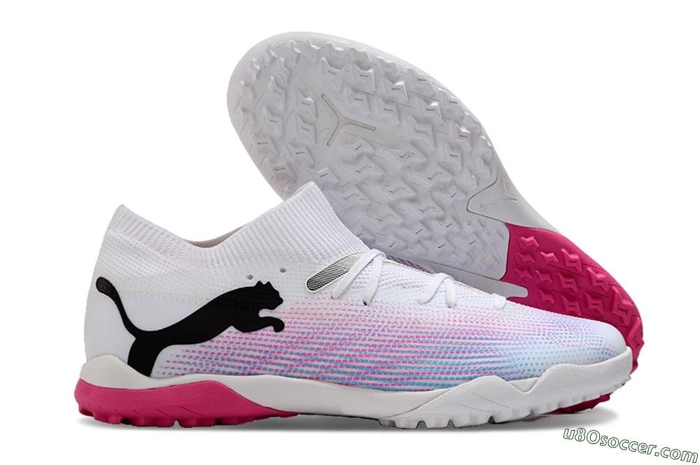 Puma Future Ultimate TF Artificial Turf Soccer Shoes - White/Pink/Blue/Black 1