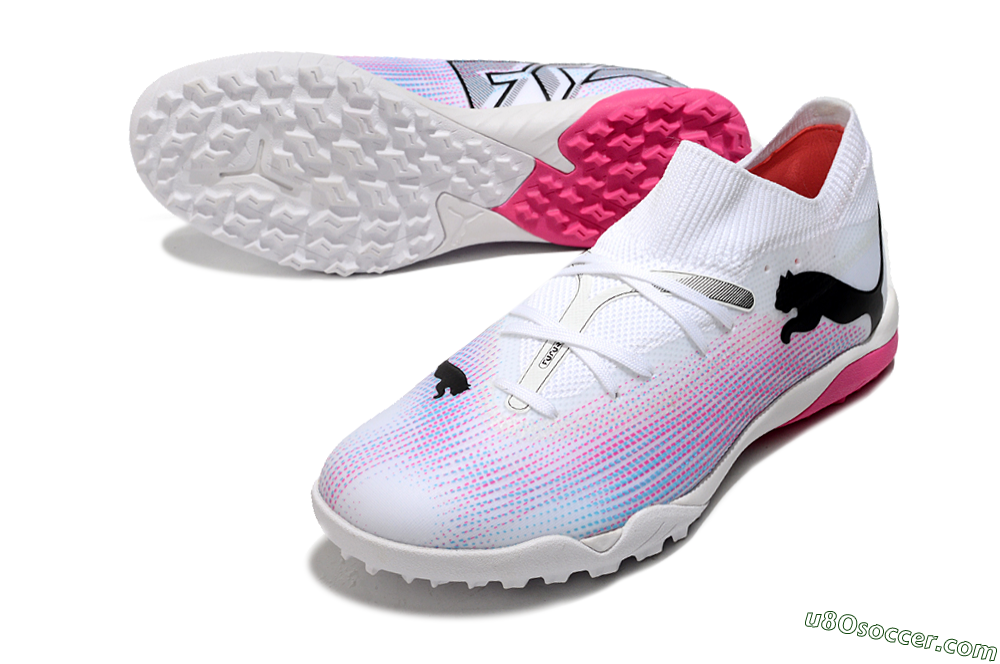 Puma Future Ultimate TF Artificial Turf Soccer Shoes - White/Pink/Blue/Black 3