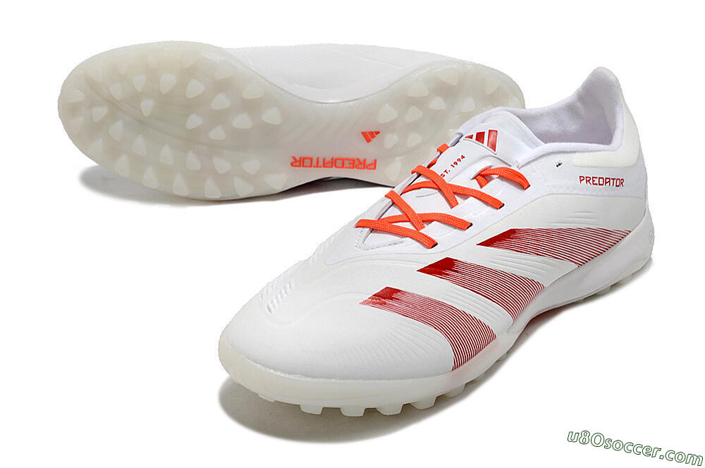 Adidas Predator 24 Elite TF Artificial Turf Soccer Shoes - White/Red 3