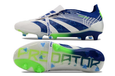 Adidas Predator Elite Foldover Tongue FG Firm Ground Soccer Cleats - White/Blue/Green