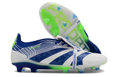 Adidas Predator Elite Foldover Tongue FG Firm Ground Soccer Cleats - White/Blue/Green