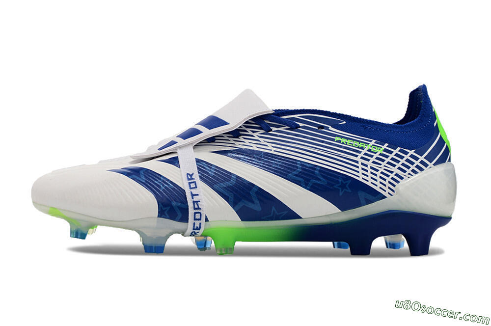 Adidas Predator Elite Foldover Tongue FG Firm Ground Soccer Cleats - White/Blue/Green 2