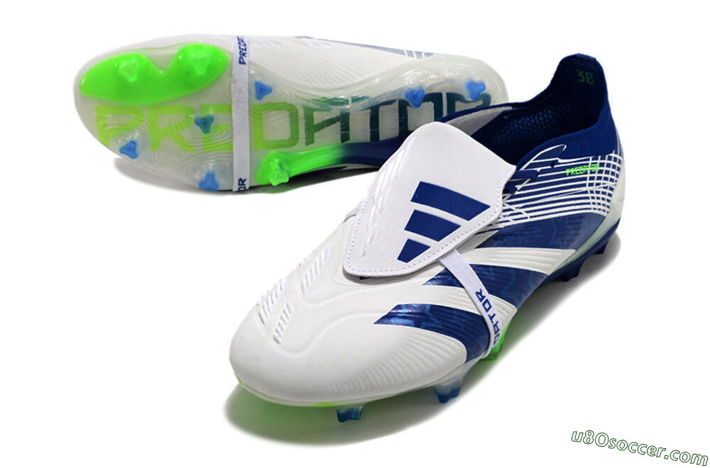 Adidas Predator Elite Foldover Tongue FG Firm Ground Soccer Cleats - White/Blue/Green 3