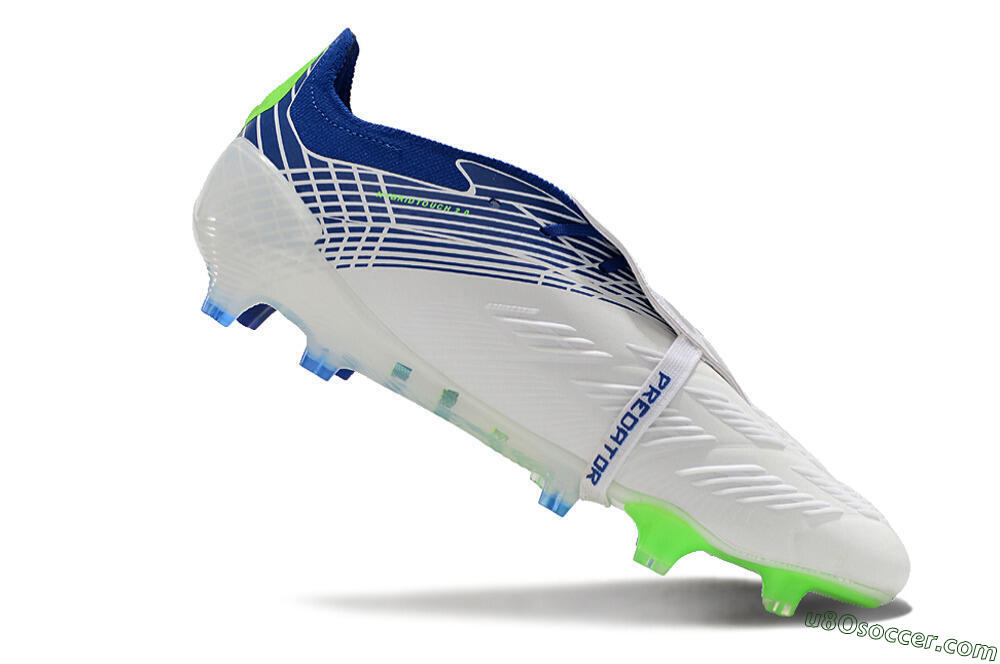 Adidas Predator Elite Foldover Tongue FG Firm Ground Soccer Cleats - White/Blue/Green 4