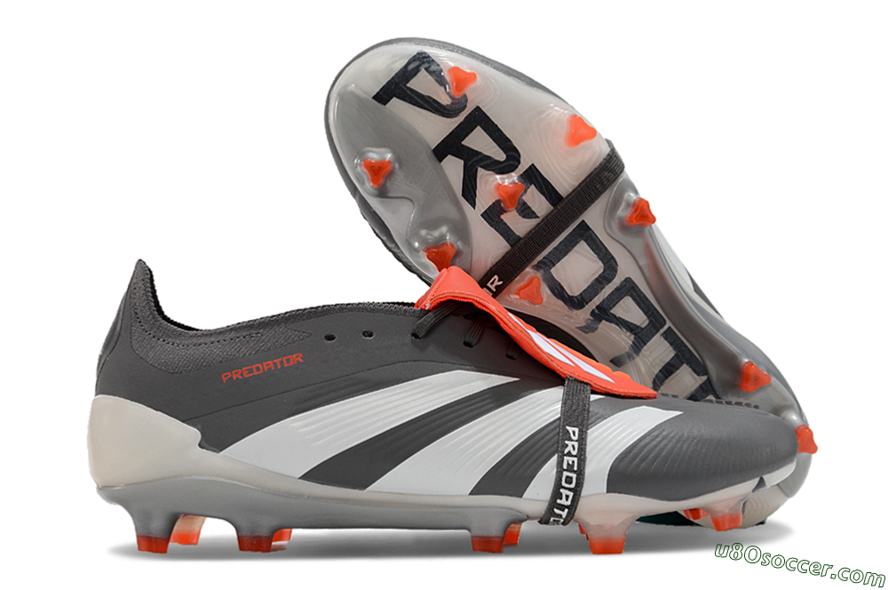 Adidas Predator Elite Foldover Tongue FG Firm Ground Soccer Cleats - Grey/Red/White 1