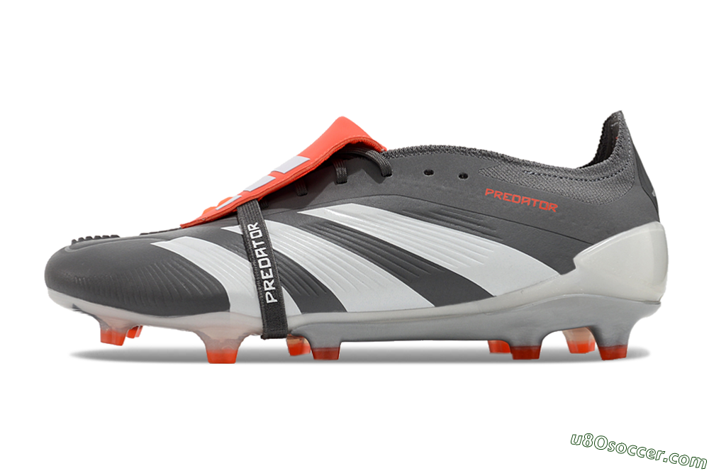 Adidas Predator Elite Foldover Tongue FG Firm Ground Soccer Cleats - Grey/Red/White 2