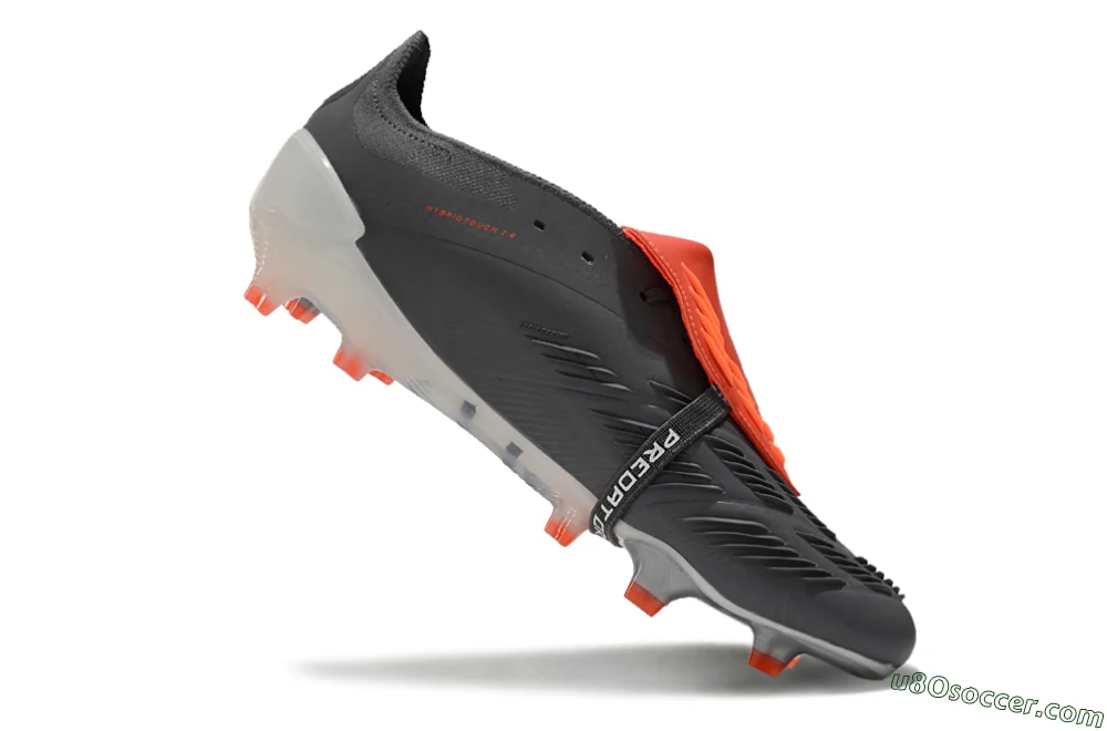 Grey Red White FG Firm Ground Soccer Cleats with Foldover Tongue