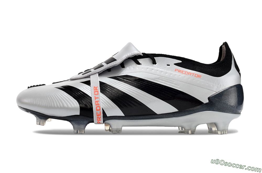 Elite Foldover Tongue FG Soccer Cleats in Silver, Black, Red