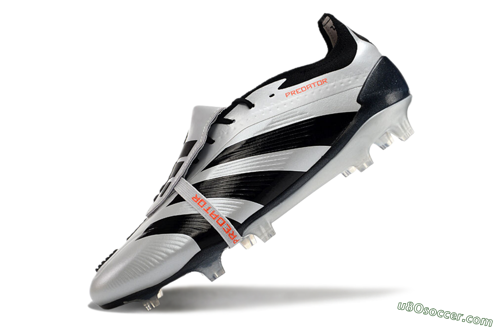 Adidas Predator Elite Foldover Tongue FG Firm Ground Soccer Cleats - Silver/Black/Red 5