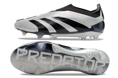 Adidas Predator Accuracy+ Laceless FG Firm Ground Soccer Cleats - Silver/Black