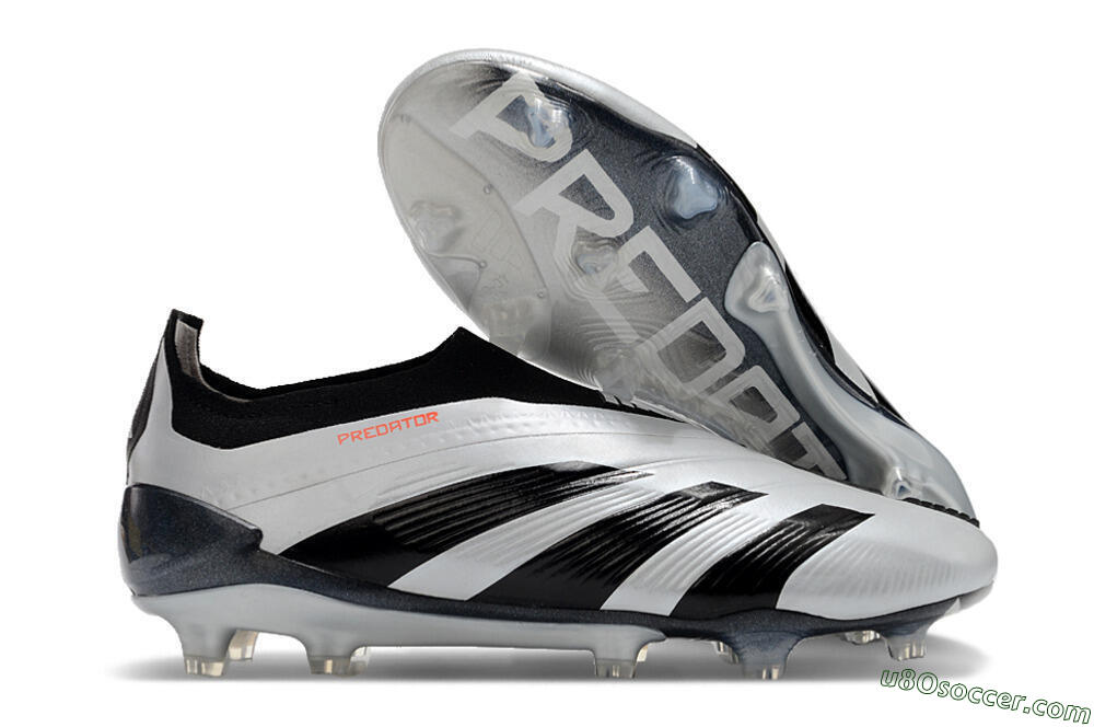 Adidas Predator Accuracy+ Laceless FG Firm Ground Soccer Cleats - Silver/Black 1