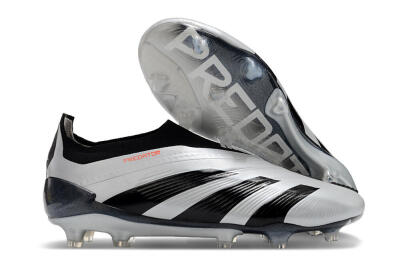 Adidas Predator Accuracy+ Laceless FG Firm Ground Soccer Cleats - Silver/Black
