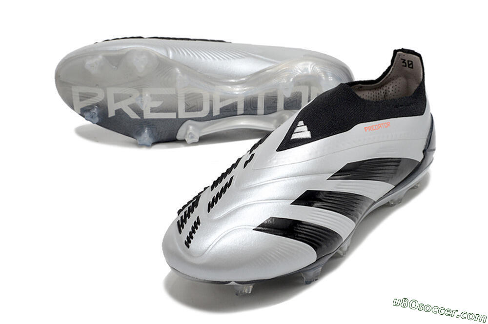 Adidas Predator Accuracy+ Laceless FG Firm Ground Soccer Cleats - Silver/Black 3