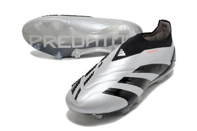 Adidas Predator Accuracy+ Laceless FG Firm Ground Soccer Cleats - Silver/Black