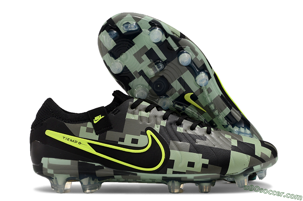 Nike Tiempo Legend 10 Elite FG Firm Ground Soccer Cleats - Black/Yellow/Camo 1