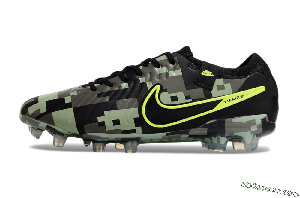 Nike Tiempo Legend 10 Elite FG Firm Ground Soccer Cleats - Black/Yellow/Camo 2