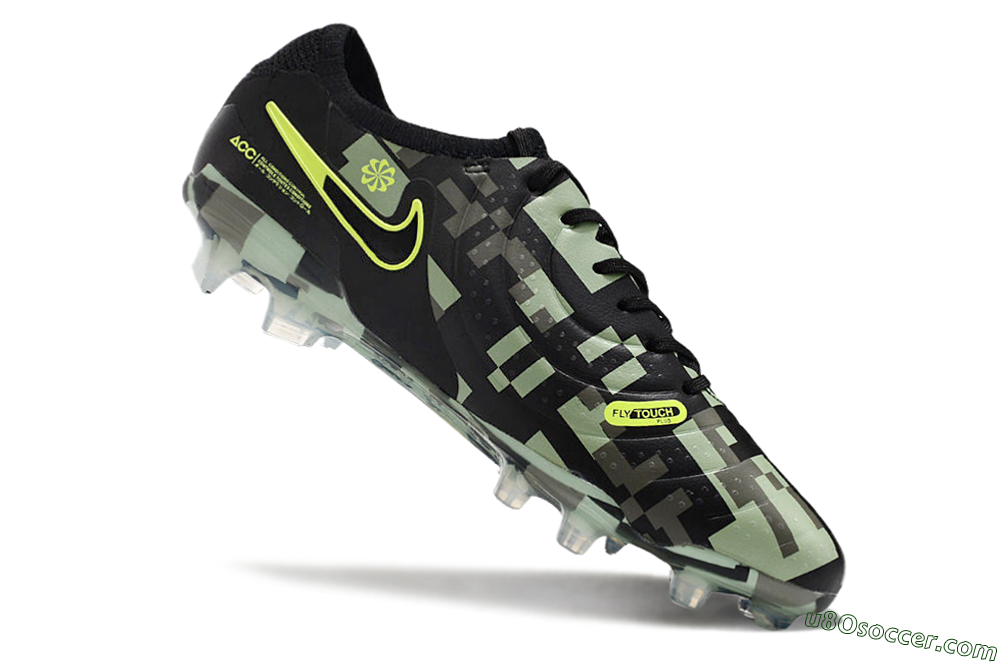 Nike Tiempo Legend 10 Elite FG Firm Ground Soccer Cleats - Black/Yellow/Camo 4