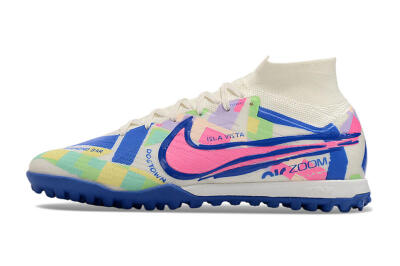 Nike Air Zoom Mercurial Superfly 9 Elite TF Artificial Turf Soccer Shoes - White/Rainbow
