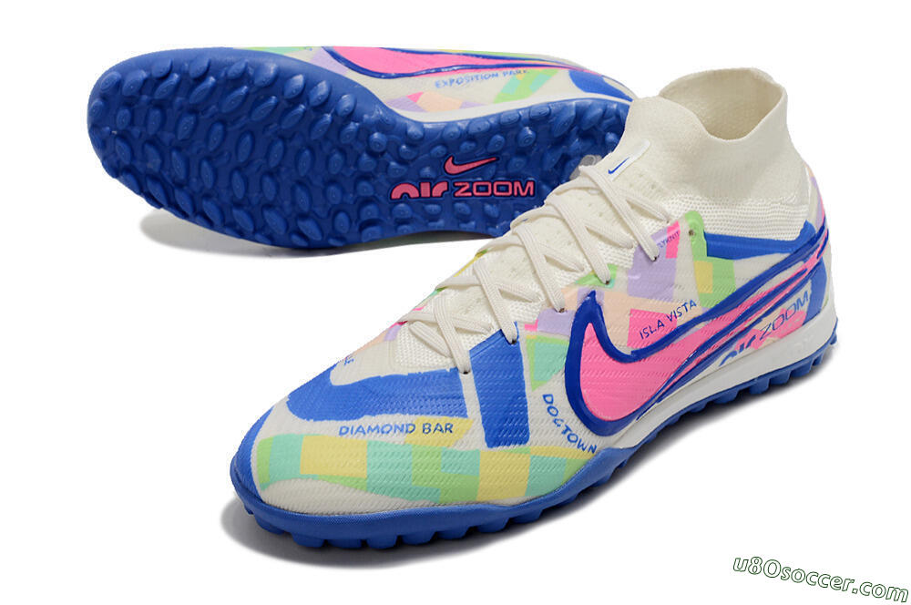 Nike Air Zoom Mercurial Superfly 9 Elite TF Artificial Turf Soccer Shoes - White/Rainbow 3