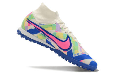 Nike Air Zoom Mercurial Superfly 9 Elite TF Artificial Turf Soccer Shoes - White/Rainbow