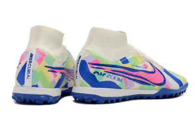 Nike Air Zoom Mercurial Superfly 9 Elite TF Artificial Turf Soccer Shoes - White/Rainbow