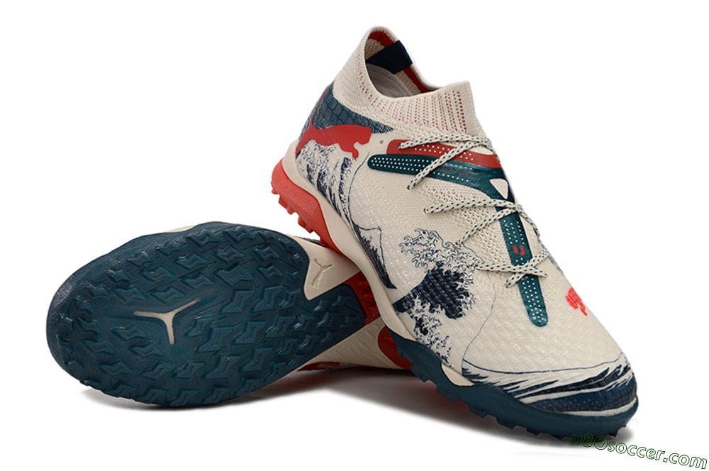 Puma Future Ultimate TF Artificial Turf Soccer Shoes - Beige/Blue/Red 3