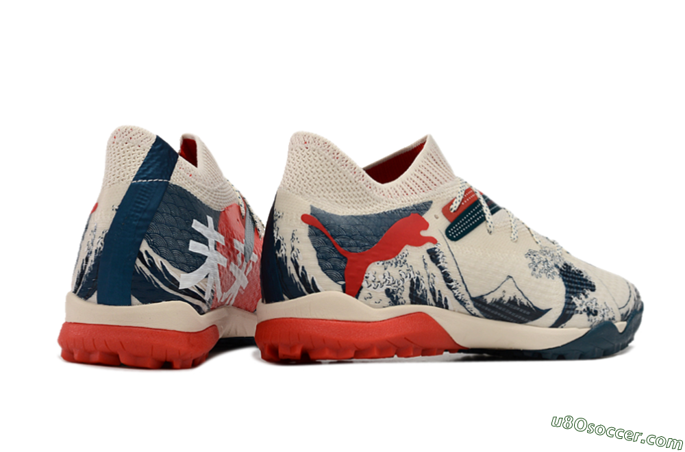 Puma Future Ultimate TF Artificial Turf Soccer Shoes - Beige/Blue/Red 6