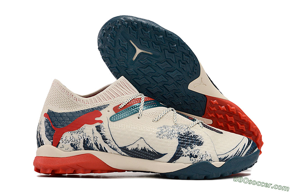 Puma Future Ultimate TF Artificial Turf Soccer Shoes - Beige/Blue/Red 1