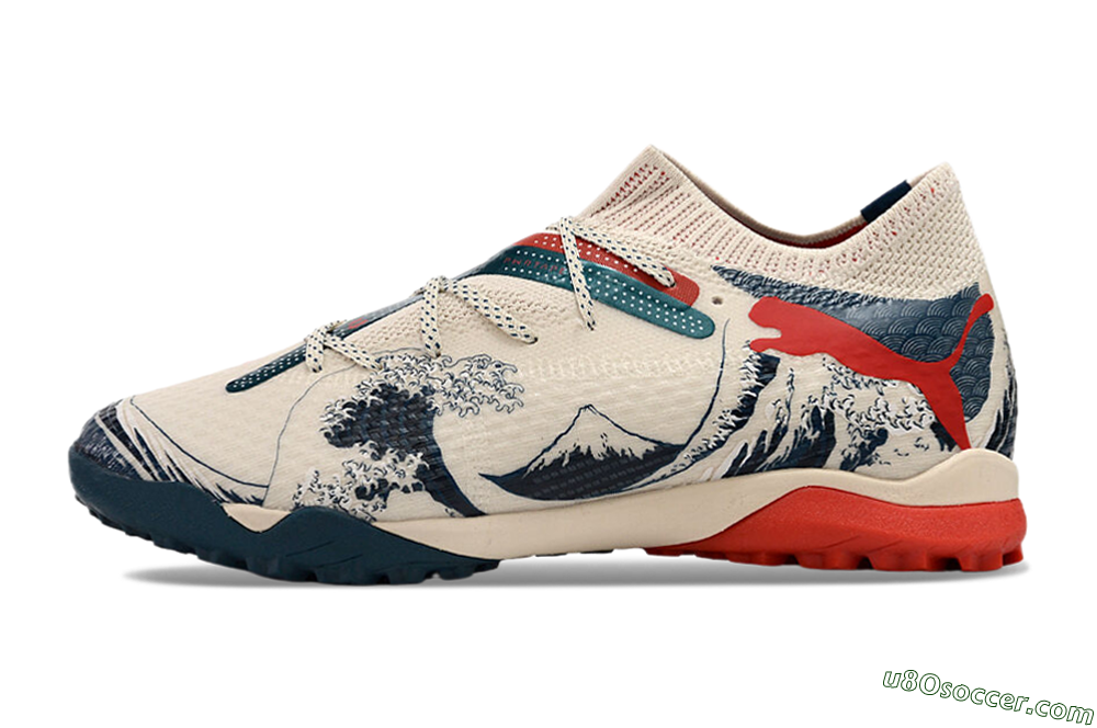 Puma Future Ultimate TF Artificial Turf Soccer Shoes - Beige/Blue/Red 2