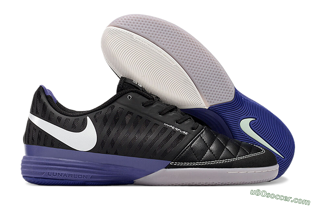 Nike Lunar Gato 2 IC Indoor & Futsal Soccer Shoes - Black/White/Purple 1