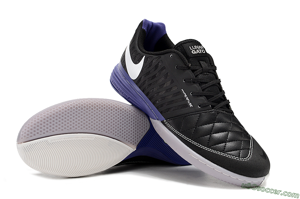 Nike Lunar Gato 2 IC Indoor & Futsal Soccer Shoes - Black/White/Purple 3