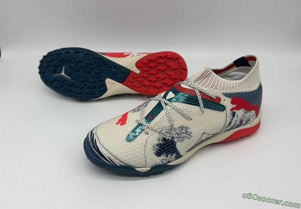 Puma Future Ultimate TF Artificial Turf Soccer Shoes - Beige/Blue/Red