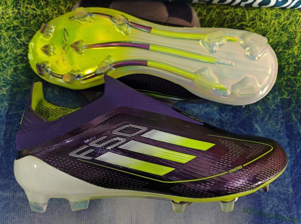 Adidas F50+ Adizero FG Firm Ground Soccer Cleats - Purple/Yellow/Blue