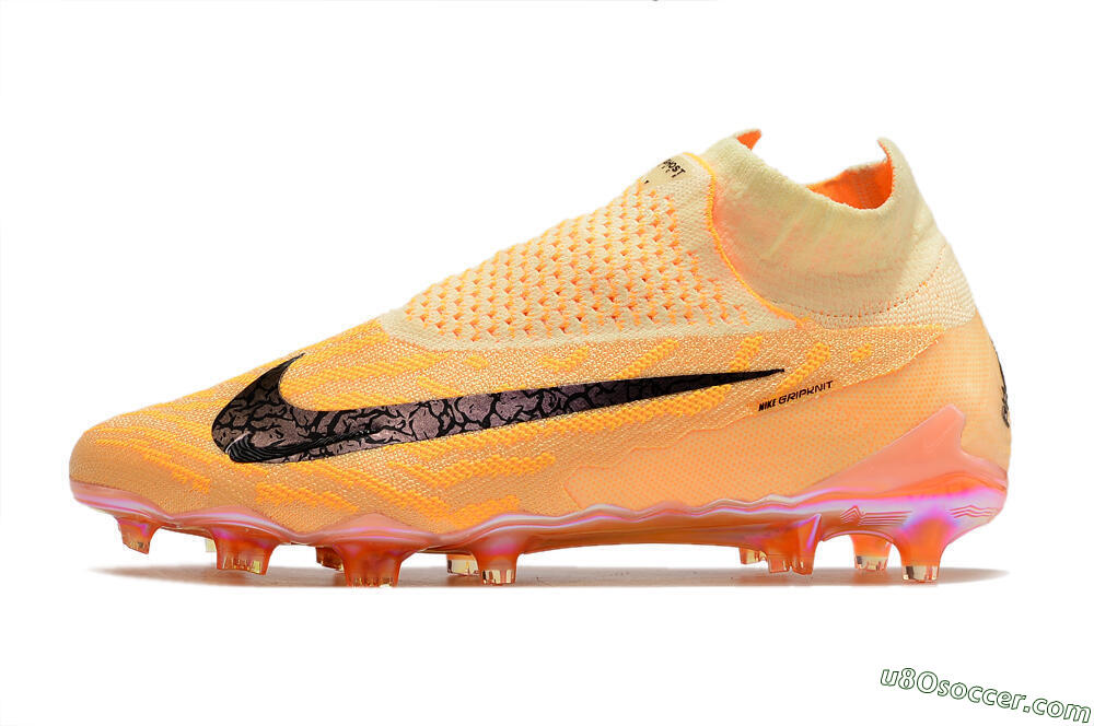 Nike Phantom GX Elite DF Link Blaze Pack FG Firm Ground Soccer Cleats - Citron Tint/Burgundy Crush 2