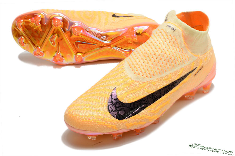 Nike Phantom GX Elite DF Link Blaze Pack FG Firm Ground Soccer Cleats - Citron Tint/Burgundy Crush 3