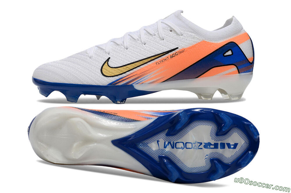Nike Air Zoom Mercurial Vapor 16 Elite FG Firm Ground Soccer Cleats - White/Yellow/Orange/Blue 0