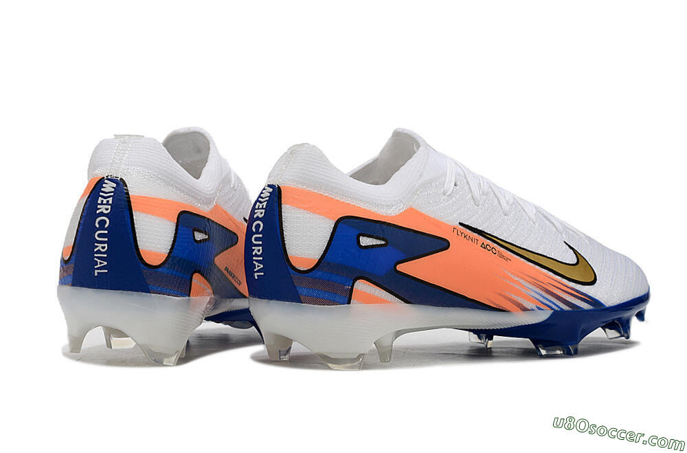 Nike Air Zoom Mercurial Vapor 16 Elite FG Firm Ground Soccer Cleats - White/Yellow/Orange/Blue 6