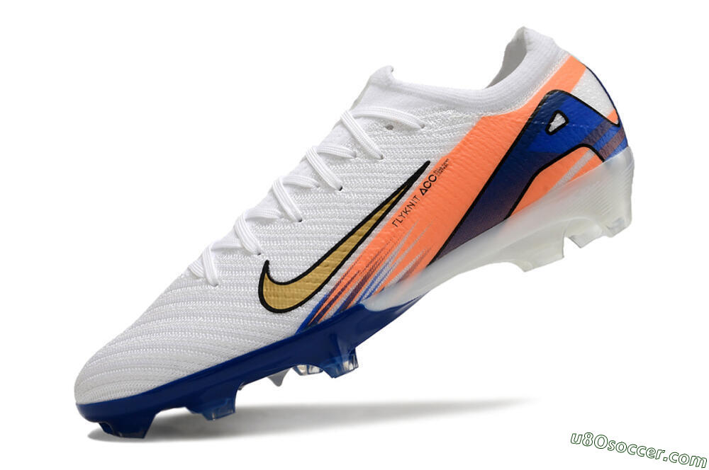 Nike Air Zoom Mercurial Vapor 16 Elite FG Firm Ground Soccer Cleats - White/Yellow/Orange/Blue 5