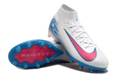 Nike Air Zoom Mercurial Superfly 10 Elite AG Artificial Grass Soccer Cleats - White/Pink/Blue