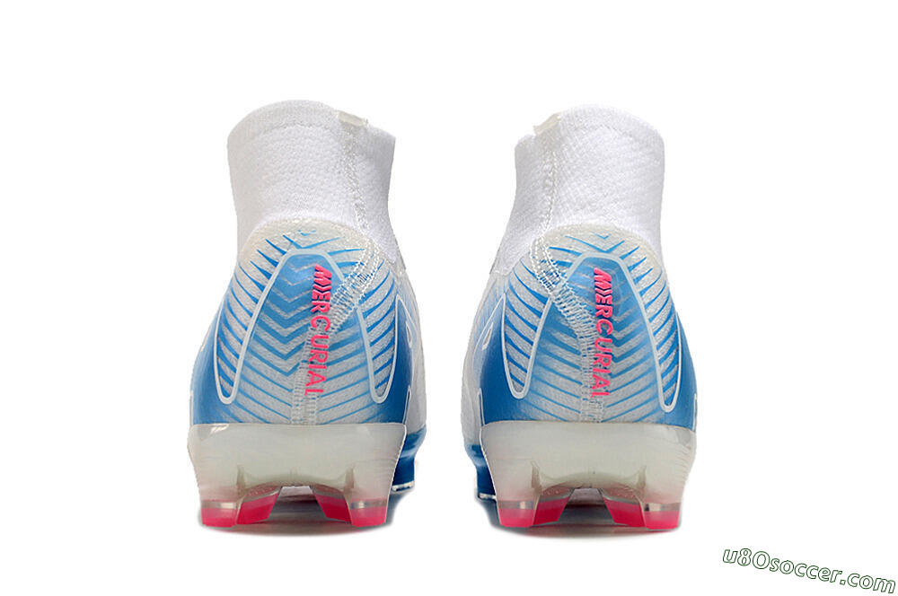 Nike Air Zoom Mercurial Superfly 10 Elite AG Artificial Grass Soccer Cleats - White/Pink/Blue 5