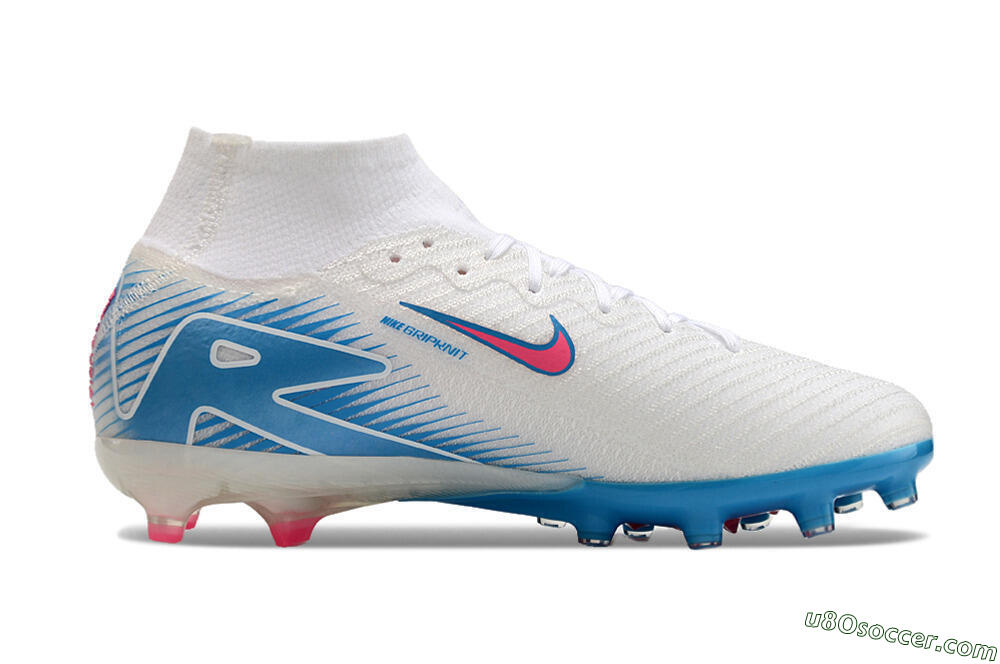 Nike Air Zoom Mercurial Superfly 10 Elite AG Artificial Grass Soccer Cleats - White/Pink/Blue 7