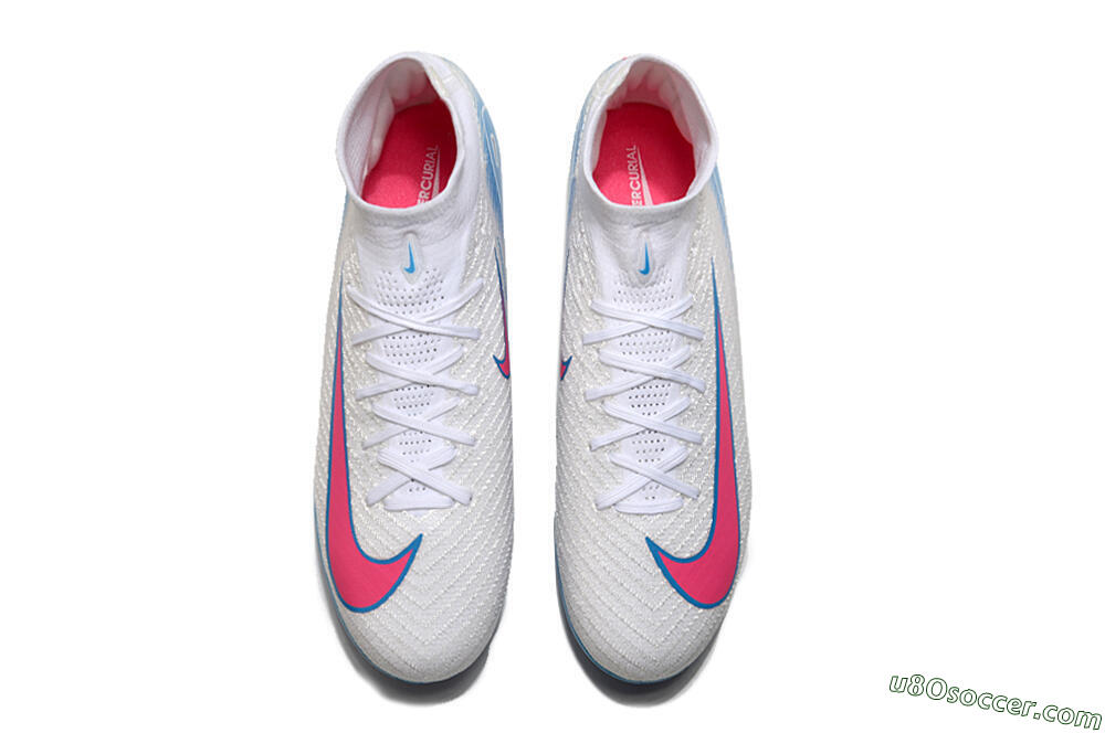 Nike Air Zoom Mercurial Superfly 10 Elite TF Artificial Turf Soccer Shoes - White/Pink/Blue 4