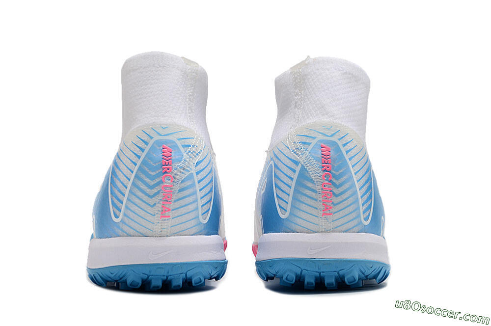 Nike Air Zoom Mercurial Superfly 10 Elite TF Artificial Turf Soccer Shoes - White/Pink/Blue 5